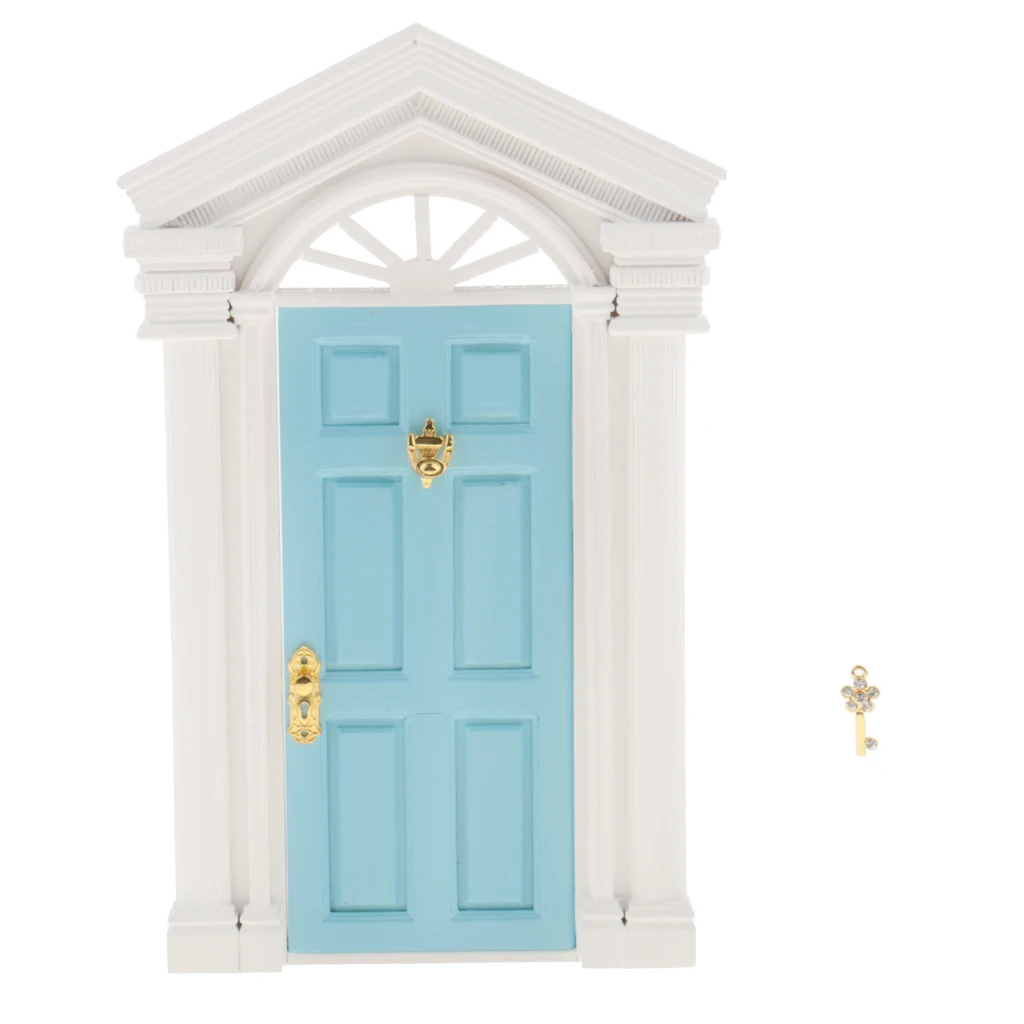 DIY 1:12 Dollhouse Miniature Wooden European-style Villa Gate Door 1/12 Doll House Decor Furniture Toys for Children Kids Gift