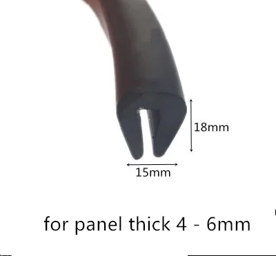 

Rubber Sealing U Strip 18x15x18mm for 4 - 6mm thick Glass Metal Car Wood Panel Board Edge Encloser Shield Black