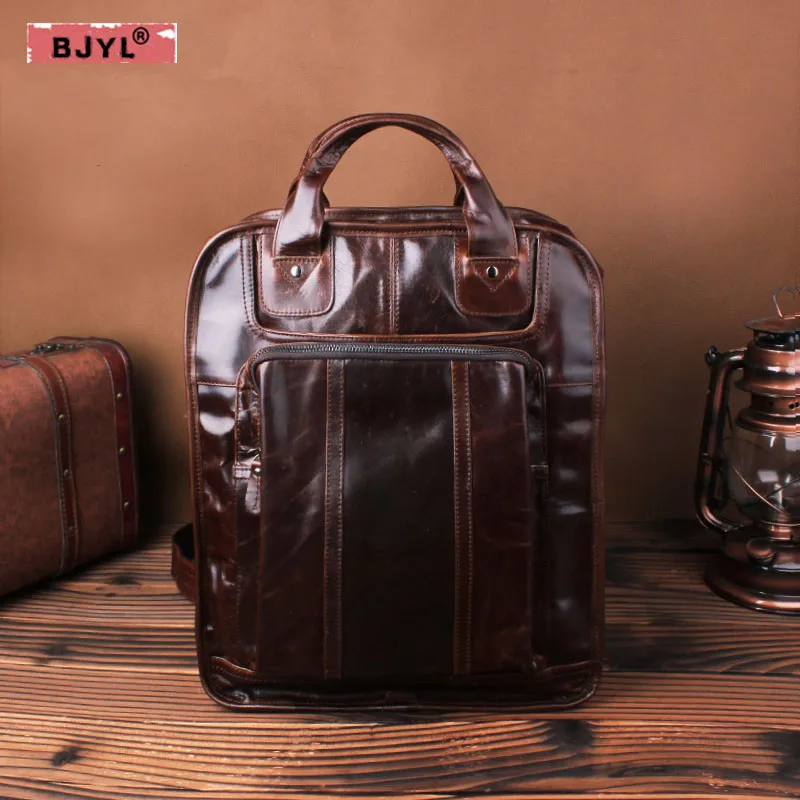 BJYL Men backpack Shoulder bag male genuine leather retro oil wax cowhide shoulder business casual laptop bag travel backpacks
BJYL Men backpack Shoulder bag male genuine leather retro oil wax cowhide shoulder business casual laptop bag travel backpacks