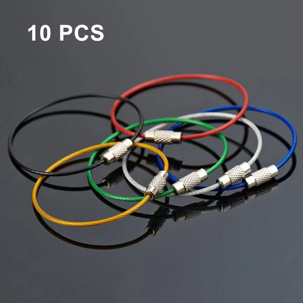 10pcs/lot Colorful Stainless Steel Wire Rope Key Chain Wire Keychain Carabiner Cable Key Rings Outdoor Hiking Keyfob Accessories
10pcs/lot Colorful Stainless Steel Wire Rope Key Chain Wire Keychain Carabiner Cable Key Rings Outdoor Hiking Keyfob Accessories