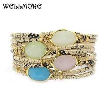 WELLMORE new snake-print Leather bracelet,Stone, crystal,Bohemian bracelets&bangles for women jewelry wholesale
WELLMORE new snake-print Leather bracelet,Stone, crystal,Bohemian bracelets&bangles for women jewelry wholesale