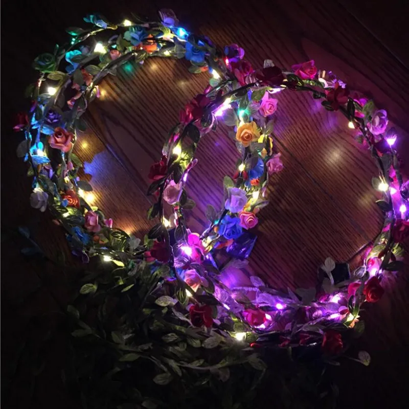 New Hawaii LED Flashing Flower Headband Leaves Garland Wreath Women Girls Glow Hairband Halloween Glow Party Supplies
New Hawaii LED Flashing Flower Headband Leaves Garland Wreath Women Girls Glow Hairband Halloween Glow Party Supplies