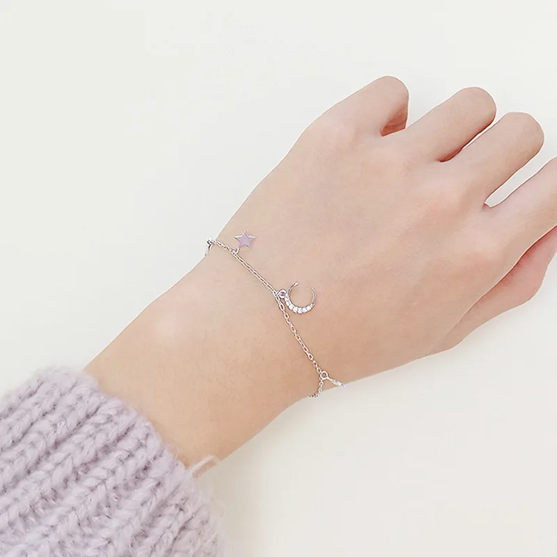 925 Sterling Silver Bracelet For Women Girls Moon Star Personalized Student Cute Sweet Female Bracelets Girlfriend Birthday Gift
925 Sterling Silver Bracelet For Women Girls Moon Star Personalized Student Cute Sweet Female Bracelets Girlfriend Birthday Gift