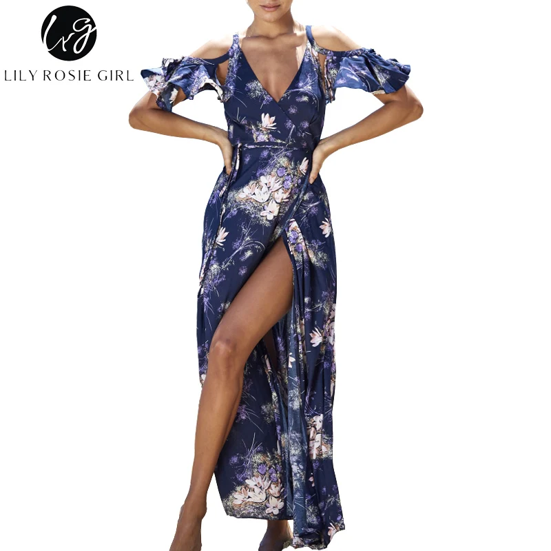 Lily Rosie Girl Ruffle Cold Shoulder Sexy V Neck Dresses Women Boho Floral Print Beach Maxi Dress Summer Wrap Split Long Party
Lily Rosie Girl Ruffle Cold Shoulder Sexy V Neck Dresses Women Boho Floral Print Beach Maxi Dress Summer Wrap Split Long Party