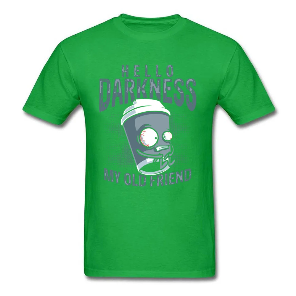 Hello Darkness My Old Friend T-shirts for Men Custom Father Day T Shirt Short Sleeve Classic T-shirts Crew Neck Cotton Fabric Hello Darkness My Old Friend green