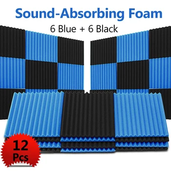 12pcs Soundproofing Acoustic Wedge Studio Foam Wall Panels for KTV Audio Room Studio Room For KTV,Home Theater Black + Blue Foam
12pcs Soundproofing Acoustic Wedge Studio Foam Wall Panels for KTV Audio Room Studio Room For KTV,Home Theater Black + Blue Foam