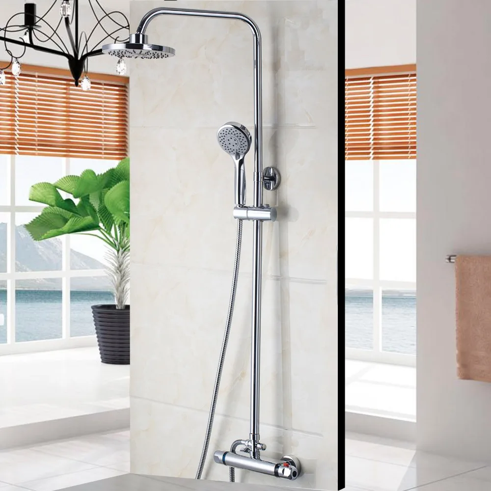 Description Picture 3 of itemKEMAIDI Bathroom Faucet Chrome Polished Shower Set Thermostatic Faucets Mixers Taps Wall Mounted Rainfall Shower Faucets