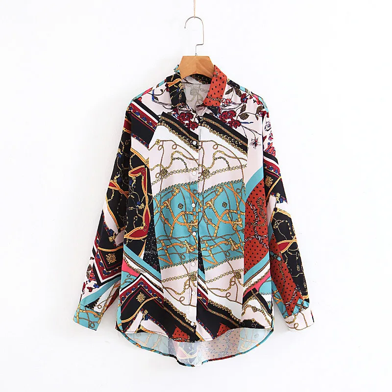 women vintage Geometric pattern blouses long sleeve turn down collar pleated shirts female casual wear chic tops
women vintage Geometric pattern blouses long sleeve turn down collar pleated shirts female casual wear chic tops