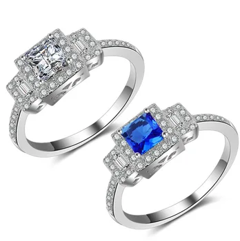 Pure Silver 925 Zirconia Blue Princess Square Engagement Ring Women Sterling Silver Jewelry Hollow-out
Pure Silver 925 Zirconia Blue Princess Square Engagement Ring Women Sterling Silver Jewelry Hollow-out