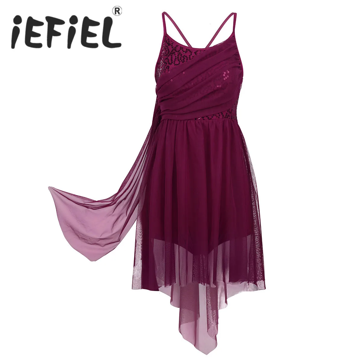 Sequins Women Adult Spaghetti Strap Asymmetric Mesh Criss Cross Back Leotard Bodysuit Ballet Dance Performance Tulle Dress
Sequins Women Adult Spaghetti Strap Asymmetric Mesh Criss Cross Back Leotard Bodysuit Ballet Dance Performance Tulle Dress