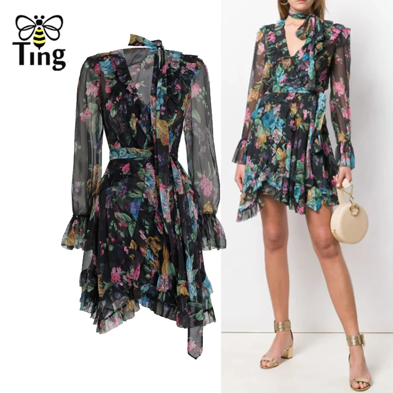 Tingfly Summer Designer Floral Print Mini Dress Sexy V neck Transparency Ruffles Short Dress Party Dresses Casual Beach Boho
Tingfly Summer Designer Floral Print Mini Dress Sexy V neck Transparency Ruffles Short Dress Party Dresses Casual Beach Boho