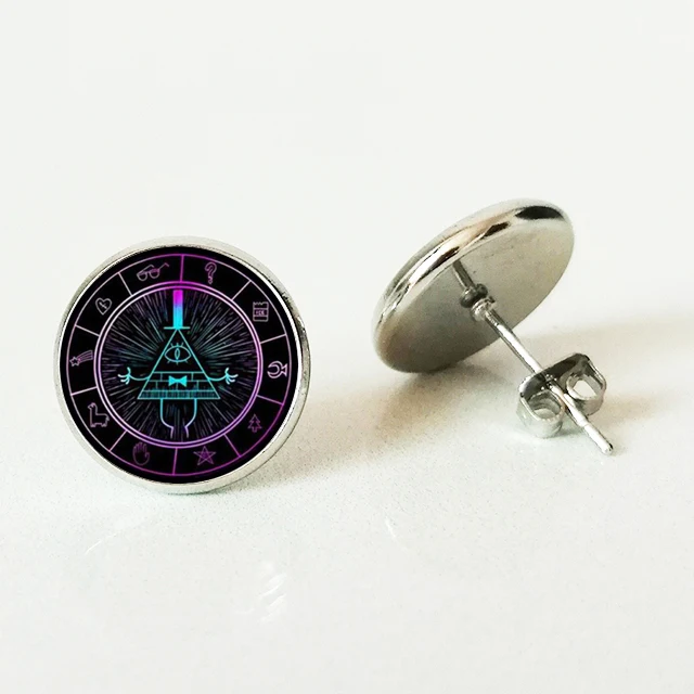 Anime Gravity Falls Stud Earrings Bill Cipher Wheel Mysteries Pattern Glass Dome Stud Earrings Friend gift
Anime Gravity Falls Stud Earrings Bill Cipher Wheel Mysteries Pattern Glass Dome Stud Earrings Friend gift