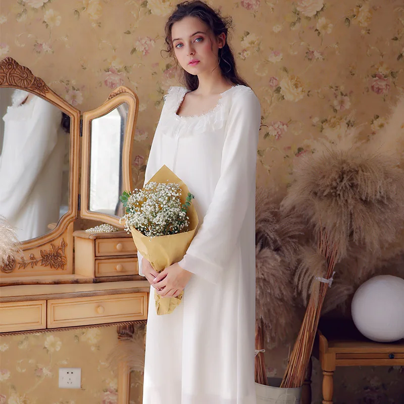2019 Autum Victorian Sleep Wear Night Dress Royal Nightgown Long Sleeve Nightdress White Cotton Sleepwear Women Nightshirt
2019 Autum Victorian Sleep Wear Night Dress Royal Nightgown Long Sleeve Nightdress White Cotton Sleepwear Women Nightshirt