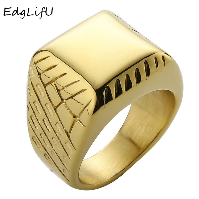 EdgLifU Men's Square Ring Simple Lines Polished Gold Signet Ring for Men Stainless Steel Fashion Biker Finger Band Rings Jewelry
EdgLifU Men's Square Ring Simple Lines Polished Gold Signet Ring for Men Stainless Steel Fashion Biker Finger Band Rings Jewelry