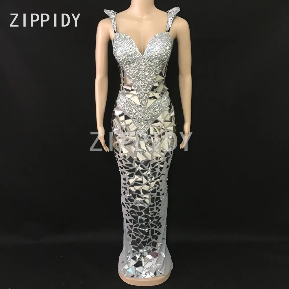 Sparkly Silver Rhinestones Sequins Mesh Long Dress Women's Birthday Celebrate Outfit Nightclub Female Singer Sexy Stage Dress
Sparkly Silver Rhinestones Sequins Mesh Long Dress Women's Birthday Celebrate Outfit Nightclub Female Singer Sexy Stage Dress