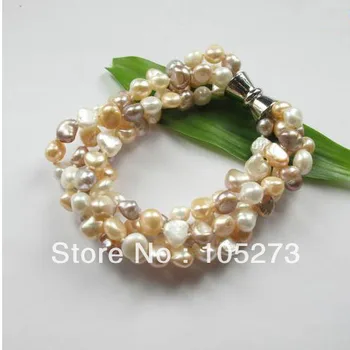 New Arriver Pearl Jewelry White Pink Purple Freshwater Pearl Four Strand Chucky Bracelet With Magnetic Clasp 8'' AA 7-8MM
New Arriver Pearl Jewelry White Pink Purple Freshwater Pearl Four Strand Chucky Bracelet With Magnetic Clasp 8'' AA 7-8MM