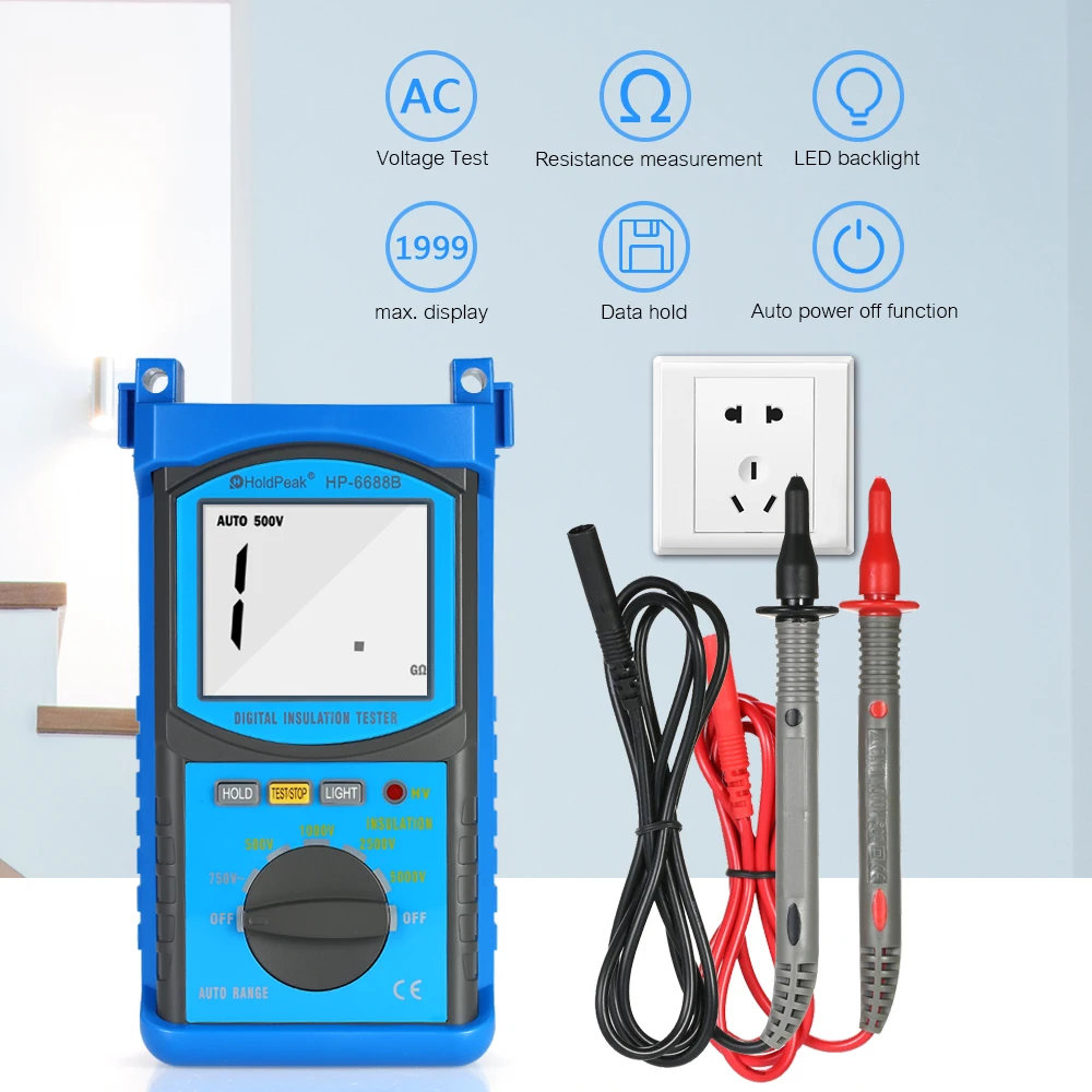 Digital Insulation Resistance Tester Auto-range Megohm Meter Megger Megohmmeter DC500V/1000V/2500V/5000V Voltmeter
Digital Insulation Resistance Tester Auto-range Megohm Meter Megger Megohmmeter DC500V/1000V/2500V/5000V Voltmeter