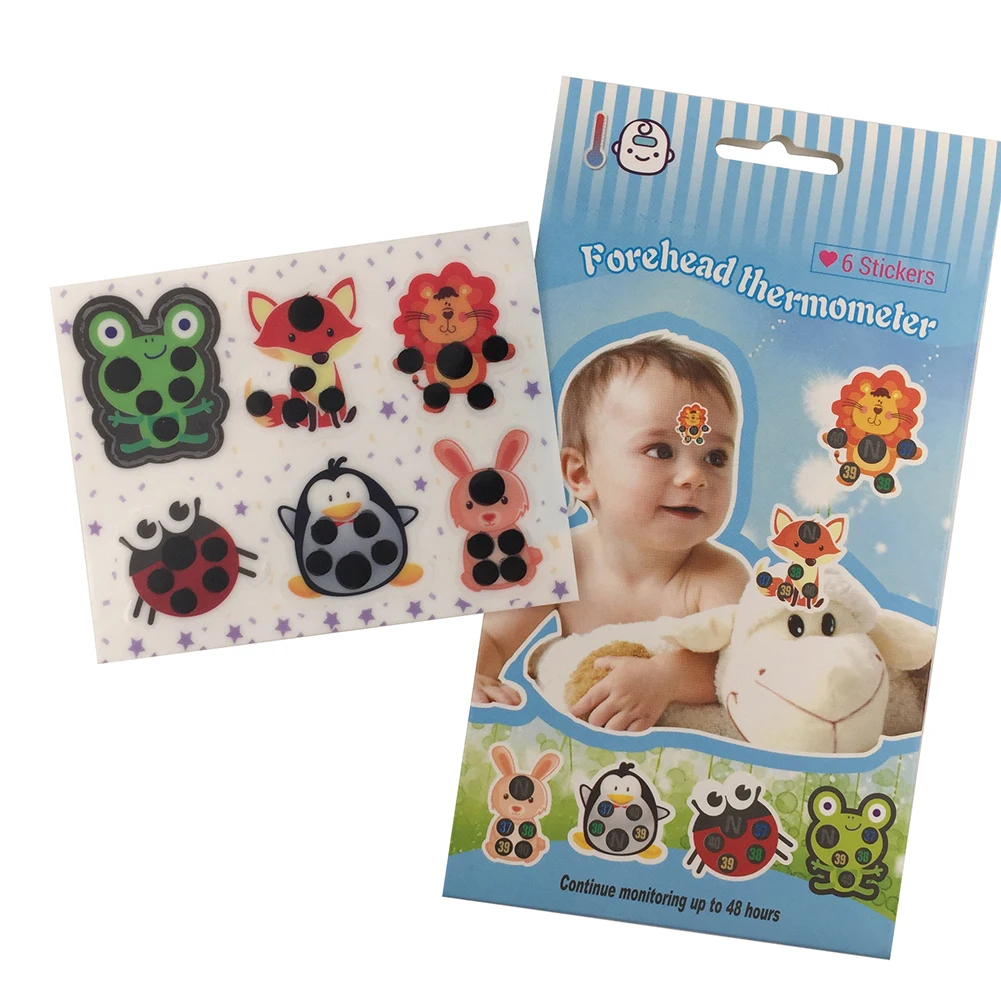 Baby Thermometer Sticker 20pcs Kids Lovely Cartoon Ladybug Temperature Indicator Baby Care Body Fever Forehead Testing