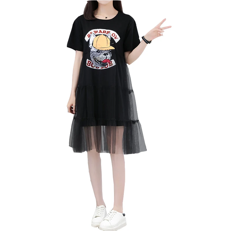 New 2019 Fashion Summer Women's Cartoon Dress Preppy style Wind Black & White Round Neck Short Sleeve Mesh Dress
New 2019 Fashion Summer Women's Cartoon Dress Preppy style Wind Black & White Round Neck Short Sleeve Mesh Dress