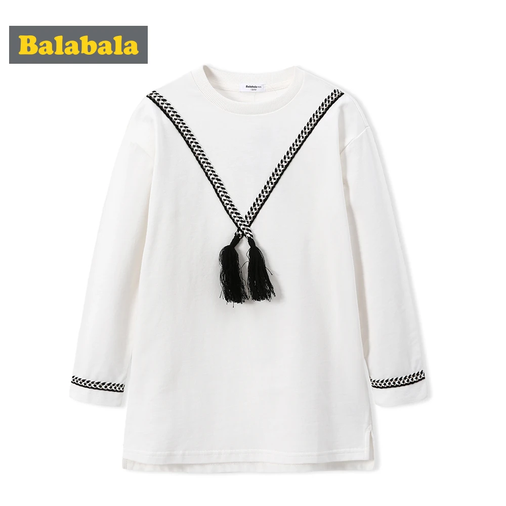 Balabala Girls Long Sweatshirt with Applique Casual Pullover Sweatshirt with Fringe Long Sleeve Slits at Side for Teenage Girl 
Balabala Girls Long Sweatshirt with Applique Casual Pullover Sweatshirt with Fringe Long Sleeve Slits at Side for Teenage Girl