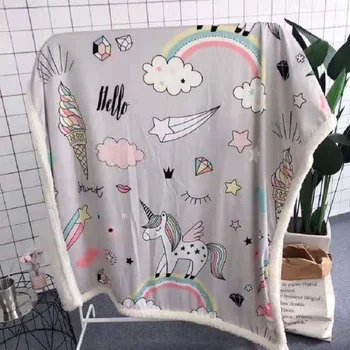 New Rainbow Unicorn theme blanket Autumn & winter double blankets thickened crystal cashmere lambskin blanket for children
New Rainbow Unicorn theme blanket Autumn & winter double blankets thickened crystal cashmere lambskin blanket for children