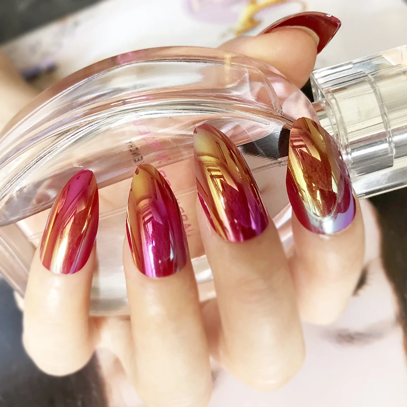 Shiny Deep Red Rainbow Artificial Olecranon long Fake nails Press On Nails Gradient Nail Art Tips Easily to Use with Glue Sticke
Shiny Deep Red Rainbow Artificial Olecranon long Fake nails Press On Nails Gradient Nail Art Tips Easily to Use with Glue Sticke