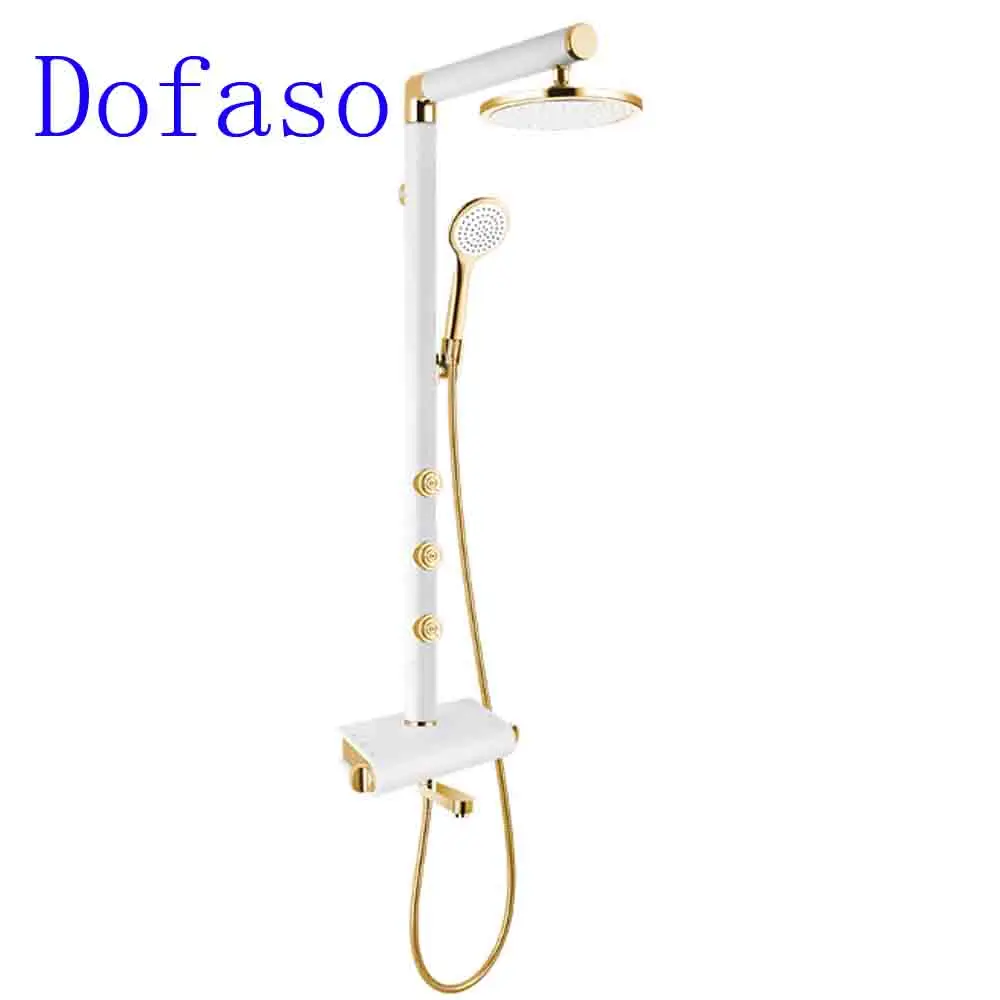 Dofaso Thermostatic shower Faucets space aluminum and copper pressure wall golden shower set
Dofaso Thermostatic shower Faucets space aluminum and copper pressure wall golden shower set
