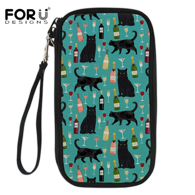 FORUDESIGNS Black Cat Wine Printed Travel Passport Cover Document Organizer Wallets Purse Certificate Porte Carte Bancaire Women
FORUDESIGNS Black Cat Wine Printed Travel Passport Cover Document Organizer Wallets Purse Certificate Porte Carte Bancaire Women