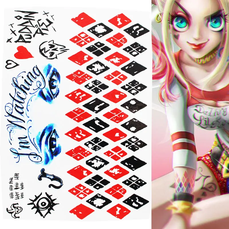 Waterproof Temporary Tattoo Sticker Suicide Squad Harley Quinn joker clown fake tatto flash tatoo for men girl womem femme
Waterproof Temporary Tattoo Sticker Suicide Squad Harley Quinn joker clown fake tatto flash tatoo for men girl womem femme