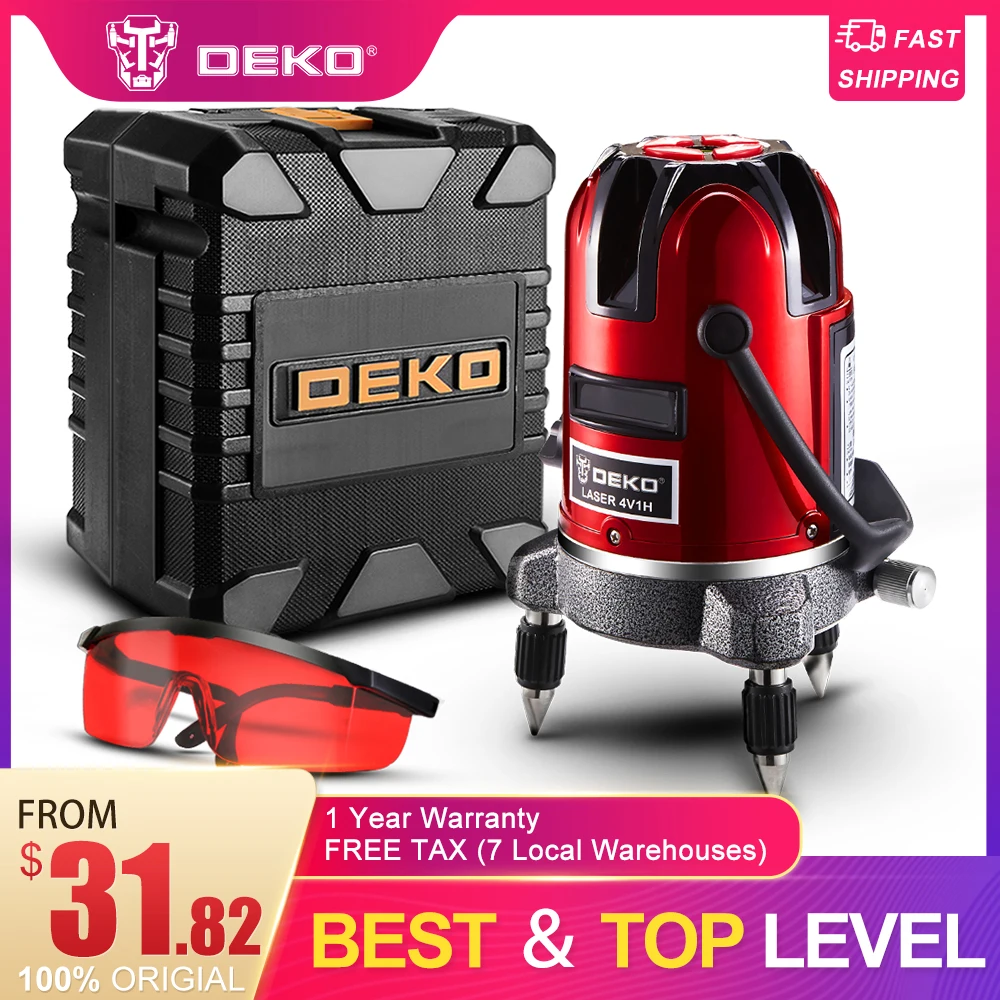 DEKO 5 Lines 6 Points Red Laser Leverl Self Leveling 360 Degrees Multi Mode With Tripod Set and A Variety of Packaging
DEKO 5 Lines 6 Points Red Laser Leverl Self Leveling 360 Degrees Multi Mode With Tripod Set and A Variety of Packaging
