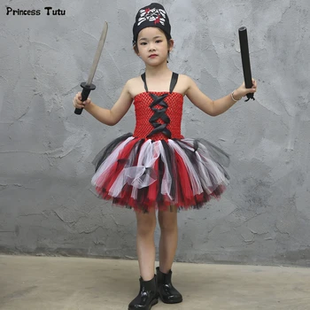 Red and Black Girls Pirate Tutu Dress with Kerchief Halloween Cosplay Pirate Costume for Girls Kids Party Dress Children Clothes 
Red and Black Girls Pirate Tutu Dress with Kerchief Halloween Cosplay Pirate Costume for Girls Kids Party Dress Children Clothes