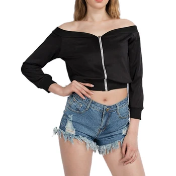 2018 Women Long Sleeve Short Jackets Strapless One-Shoulder Outerwear Solid Color Zipper Overcoat Slash Neck Slim Jackets
2018 Women Long Sleeve Short Jackets Strapless One-Shoulder Outerwear Solid Color Zipper Overcoat Slash Neck Slim Jackets