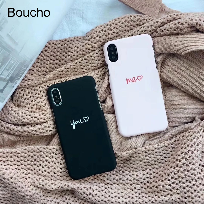 Boucho Cartoon Lovely Cute Love Heart Phone Case For iPhone X 7 7plus Couples Letter Hard PC Matte Case For iphone 8 6 6s plus
Boucho Cartoon Lovely Cute Love Heart Phone Case For iPhone X 7 7plus Couples Letter Hard PC Matte Case For iphone 8 6 6s plus