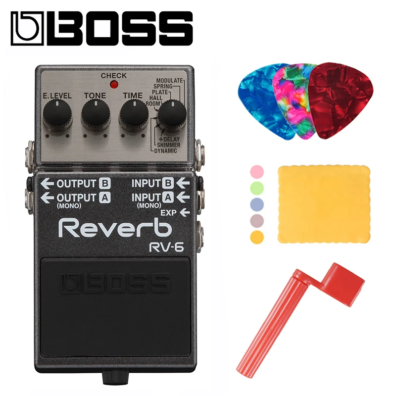 

Boss RV-6 Audio Digital Reverb Pedal with 8 Reverb Modes, Expression Pedal Input, with Picks, Polishing Cloth and Strings Winder