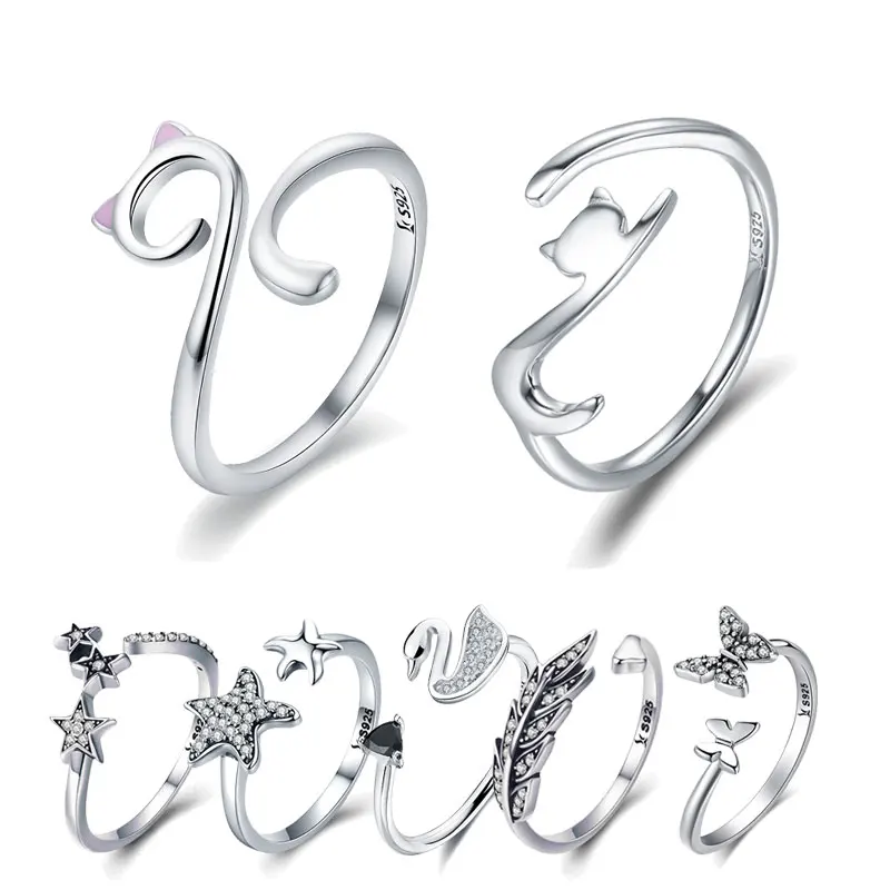 BISAER Authentic 925 Sterling Silver Adjustable Dazzling Star Open Size Female Finger Rings for Women Fine Silver Jewelry GXR312
BISAER Authentic 925 Sterling Silver Adjustable Dazzling Star Open Size Female Finger Rings for Women Fine Silver Jewelry GXR312