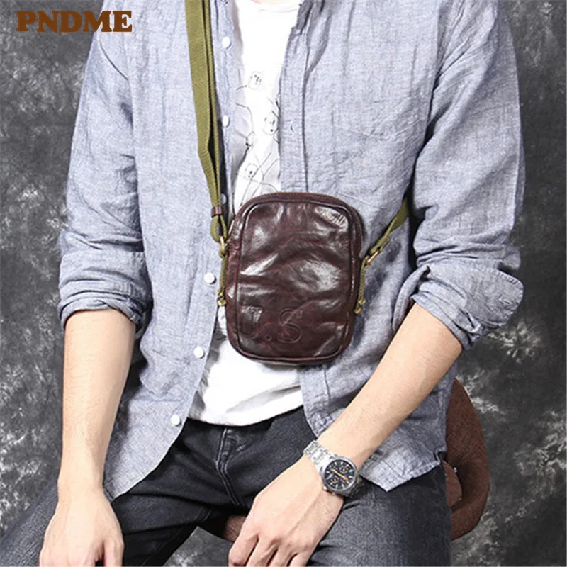 PNDME high quality simple genuine leather men's diagonal bag retro fashion soft cowhide folds light designer small shoulder bag
PNDME high quality simple genuine leather men's diagonal bag retro fashion soft cowhide folds light designer small shoulder bag