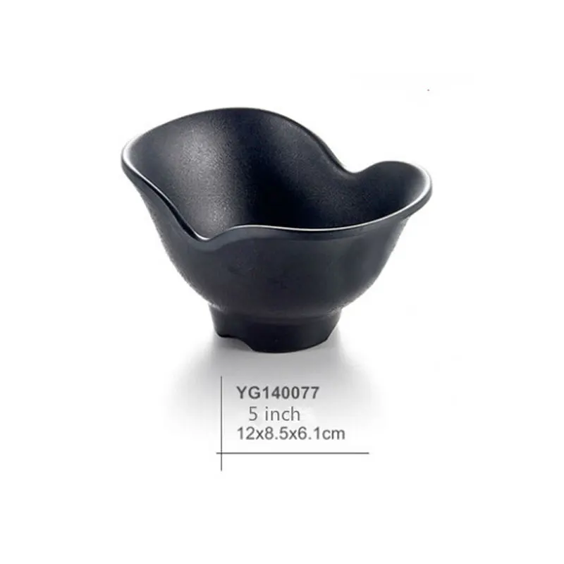 Yilala-Plastic-Dishes-Melamine-5-Inch-Bowl-for-Noodle-Snack-Salad-Black-Color-Tableware-Creative-Dinnerware (3)