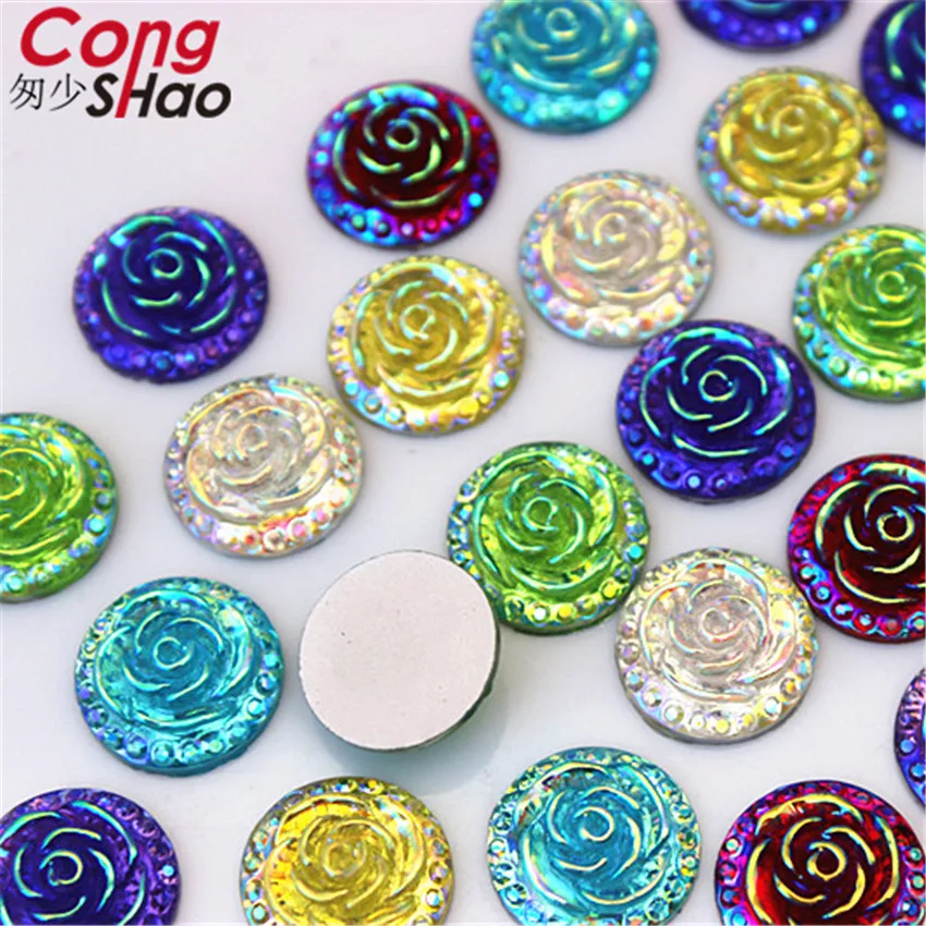 Cong Shao 200pcs 12mm AB Color Round Rose Flower Resin Crystal Stones Flatback Rhinestone For DIY Craft Clothes Decoration CS265
Cong Shao 200pcs 12mm AB Color Round Rose Flower Resin Crystal Stones Flatback Rhinestone For DIY Craft Clothes Decoration CS265