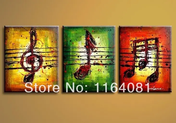 Image 100% Hand made Waving colorful melody High Q. Abstract landscape Decor Oil Painting on canvas 3pcs set ready to hang no Framed