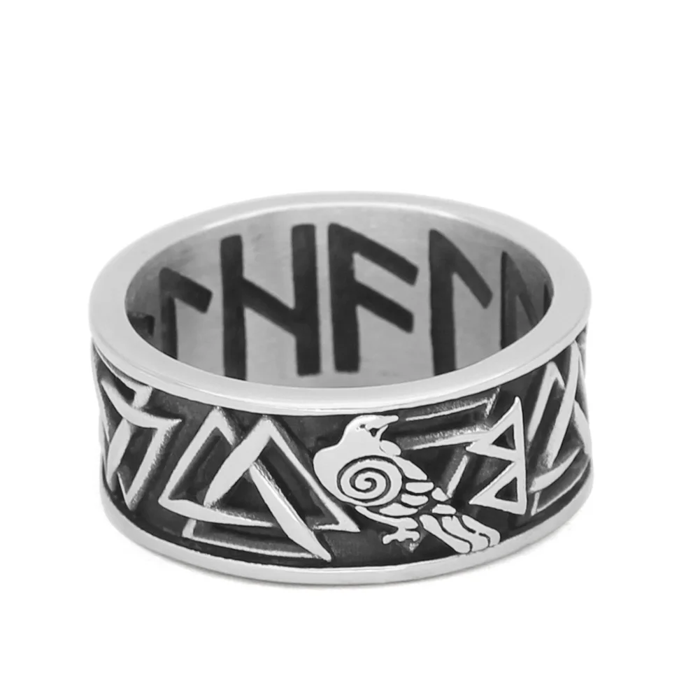 Nordic Viking odin raven Huginn and Muninn valknut rune Amulet Ring Stainless Stee with Valknut Rune Gift Bag
Nordic Viking odin raven Huginn and Muninn valknut rune Amulet Ring Stainless Stee with Valknut Rune Gift Bag