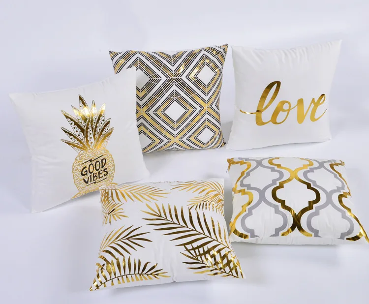 New arrival white color pillow cushion with bronzing/gold blocking/gilding Home Decor Pillow Bedroom Sofa Car Throw Pillows
New arrival white color pillow cushion with bronzing/gold blocking/gilding Home Decor Pillow Bedroom Sofa Car Throw Pillows