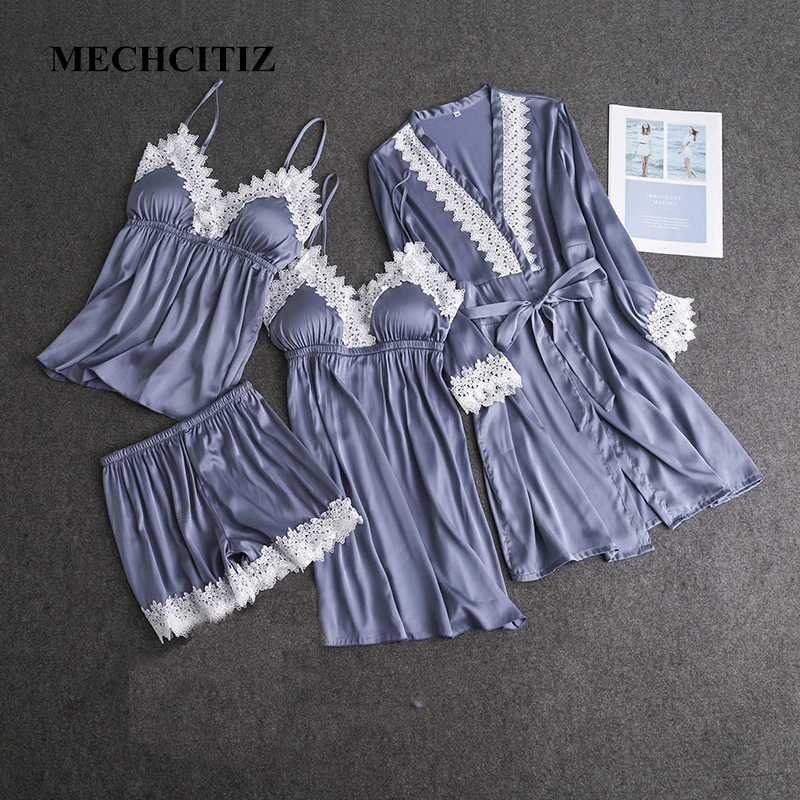 MECHCITIZ 2019 new women's robe gown sets spring silk satin bathrobe sleepwear dress short lace patchwork robe nightwear set
MECHCITIZ 2019 new women's robe gown sets spring silk satin bathrobe sleepwear dress short lace patchwork robe nightwear set