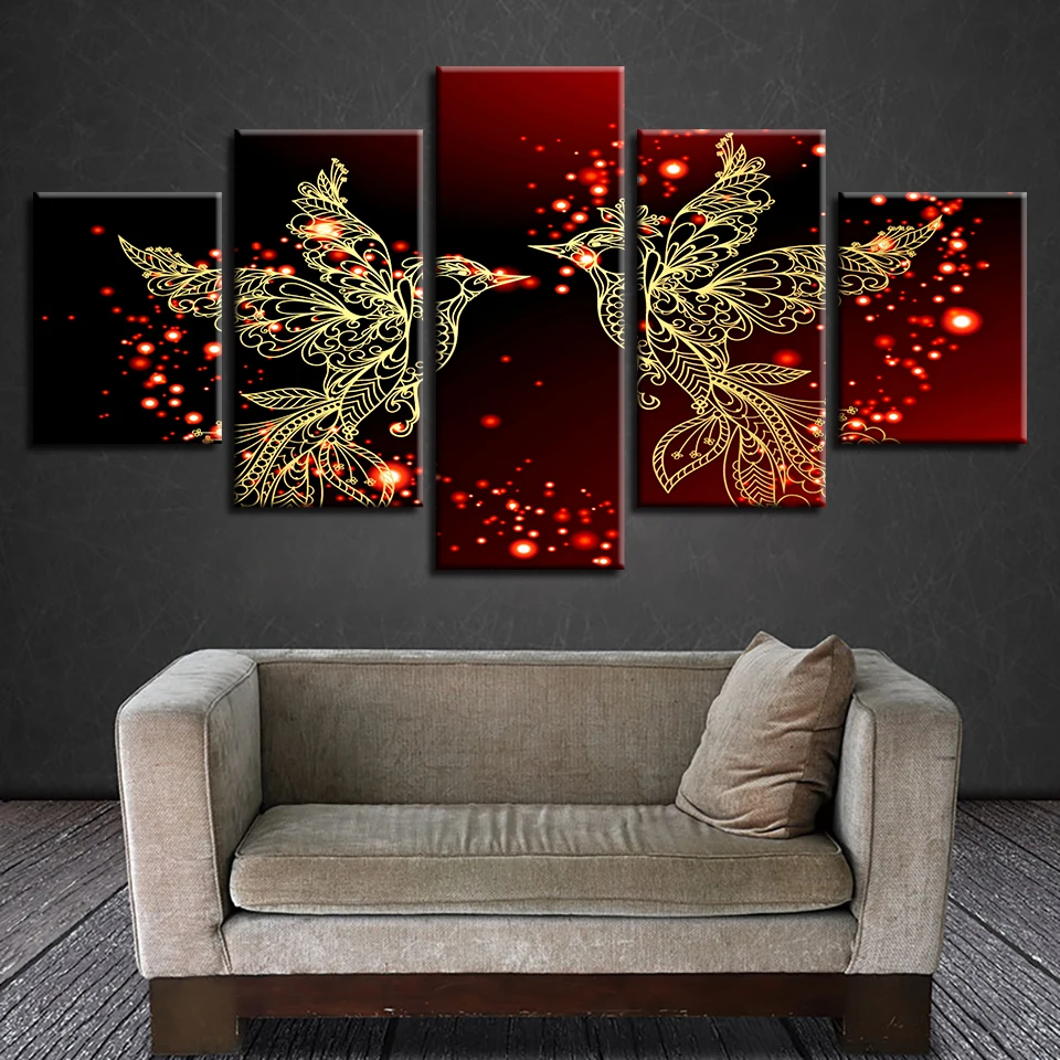 Modular Painting Home Decor Framework HD Print Canvas 5 Pieces Red And Gold Love Birds Pictures Bebroom Romantic Wall Art Poster
Modular Painting Home Decor Framework HD Print Canvas 5 Pieces Red And Gold Love Birds Pictures Bebroom Romantic Wall Art Poster