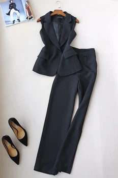 Spring Autumn Korean Fashion Women Turn-down Collar Vest and Full Length Pants Office Lady Clothing Set
Spring Autumn Korean Fashion Women Turn-down Collar Vest and Full Length Pants Office Lady Clothing Set