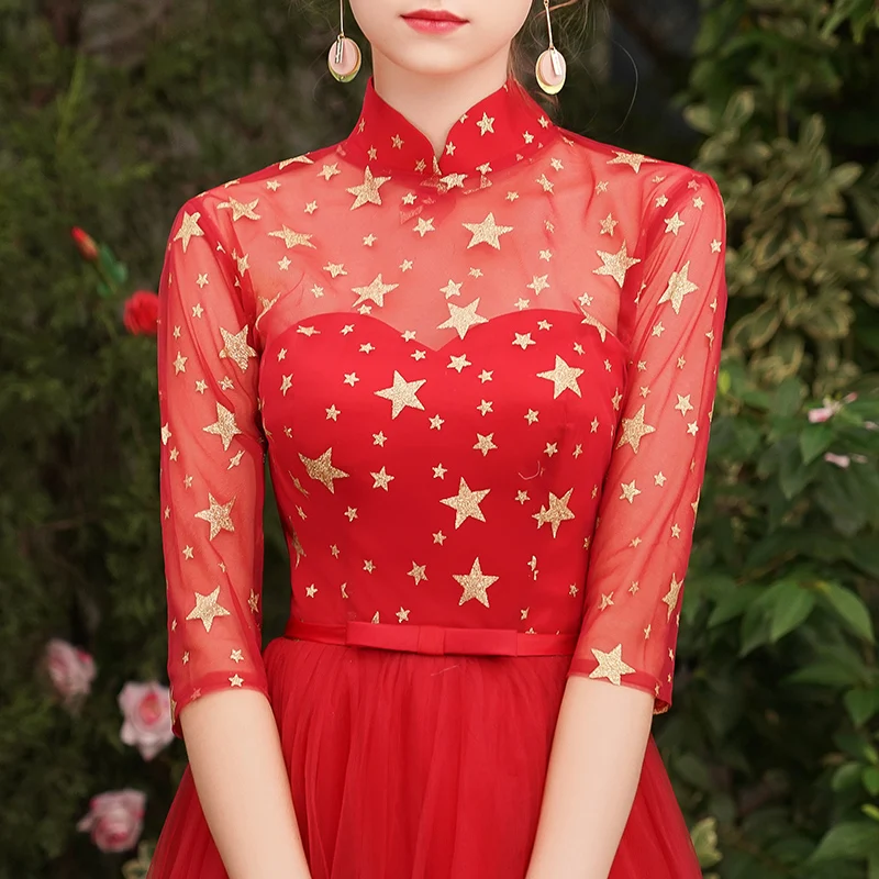 Half sleeve A-line wine long sweat lady girl women princess bridesmaid banquet party ball dress gown
Half sleeve A-line wine long sweat lady girl women princess bridesmaid banquet party ball dress gown