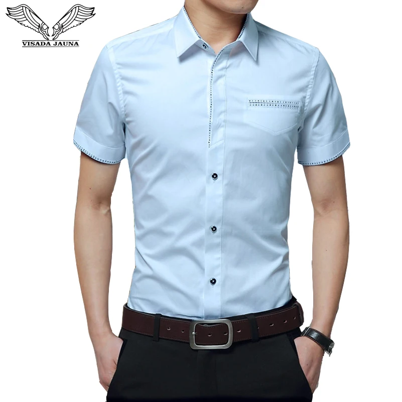 VISADA JAUNA 2019 Men Shirt Short-Sleeved Business Summer Slim Fit Soild Color Formal Male Boys Big Size 5XL N5093
VISADA JAUNA 2019 Men Shirt Short-Sleeved Business Summer Slim Fit Soild Color Formal Male Boys Big Size 5XL N5093