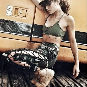 RAISEVERN Women Side Bandage Camouflage Pants Camo Streetwear Cool Girls Trousers High Waist Army Green Bandage Sexy Sweatpants
RAISEVERN Women Side Bandage Camouflage Pants Camo Streetwear Cool Girls Trousers High Waist Army Green Bandage Sexy Sweatpants
