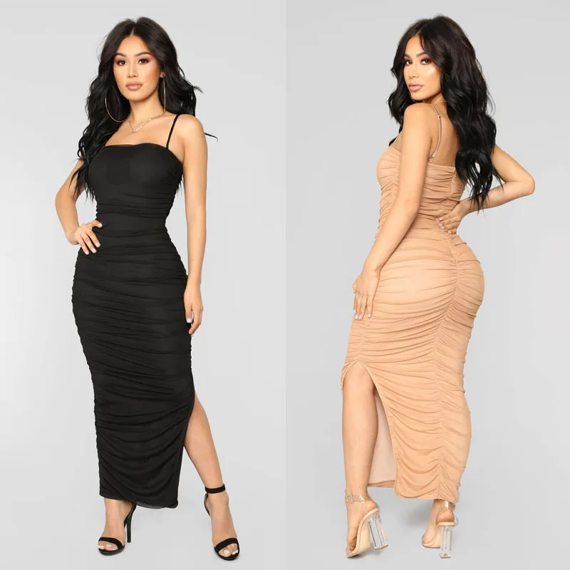 Women's Mesh Bandage Dress Sexy Spaghetti Strap Wrinkled Side Split Long Maxi Dress Women Summer Club Party Package Hip Dresses
Women's Mesh Bandage Dress Sexy Spaghetti Strap Wrinkled Side Split Long Maxi Dress Women Summer Club Party Package Hip Dresses