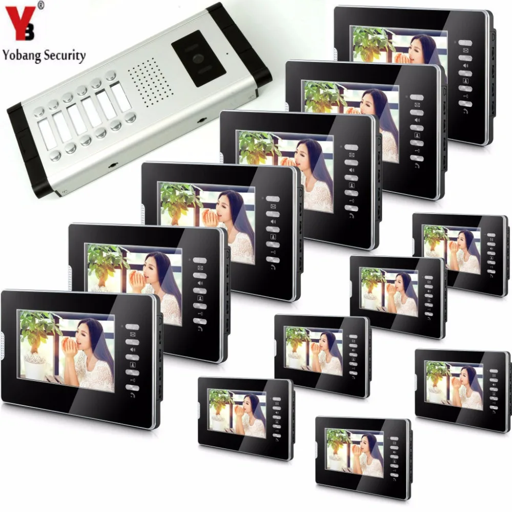 YobangSecurity Video Door Intercom 7"Inch Monitor Video Doorbell Door Phone Speakphone Camera Intercom For 12 Units Apartment
YobangSecurity Video Door Intercom 7"Inch Monitor Video Doorbell Door Phone Speakphone Camera Intercom For 12 Units Apartment