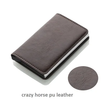 2020 Men And Women Card Holder RFID Aluminium Business Credit Card Holder Crazy Horse PU Leather Travel Card Wallet
2020 Men And Women Card Holder RFID Aluminium Business Credit Card Holder Crazy Horse PU Leather Travel Card Wallet